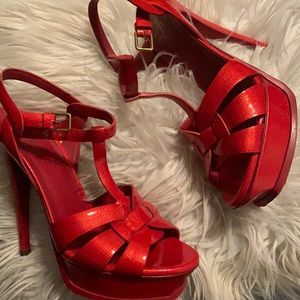 YSL Tribute Platform Heels in Patent Leather